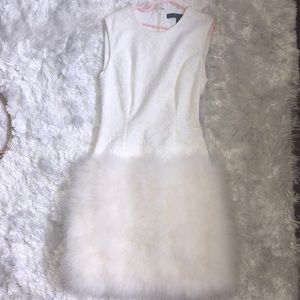 white fur dress